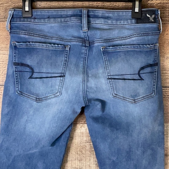 American Eagle Super Low Jegging destroyed blue jeans Size 8 - Picture 6 of 12
